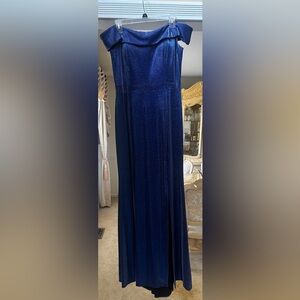 Sparkly Blue Off the Shoulder Dress